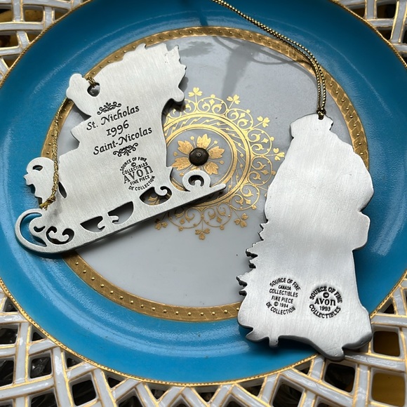 Pewter Santa and Sleigh Ornaments - Picture 2 of 6